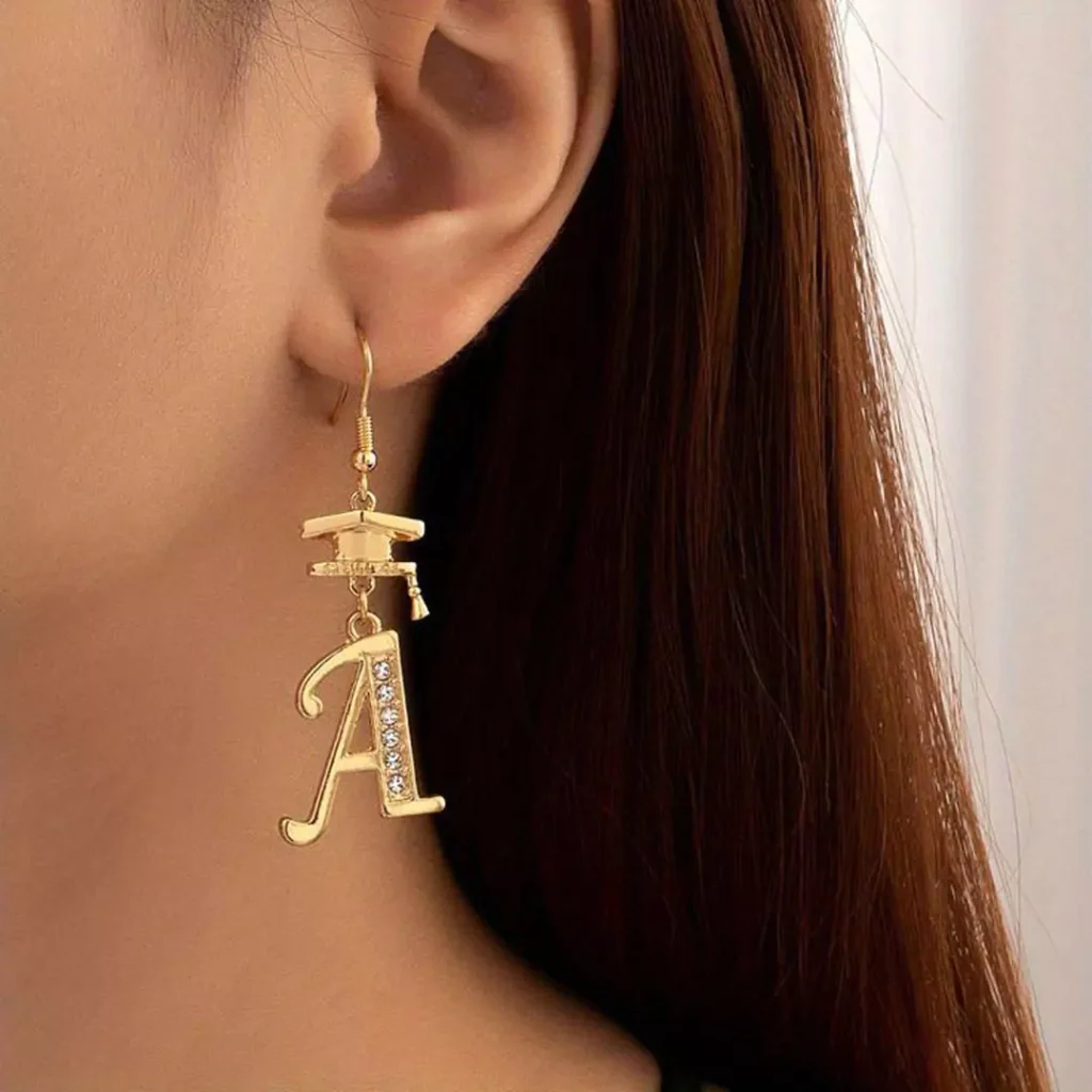 exquisite Letter Drop gold earrings