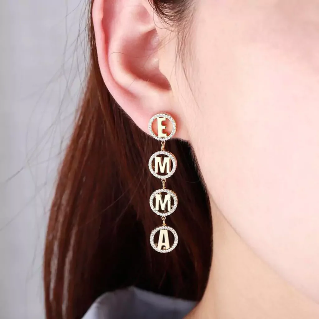 glamorous Letter Drop gold earrings