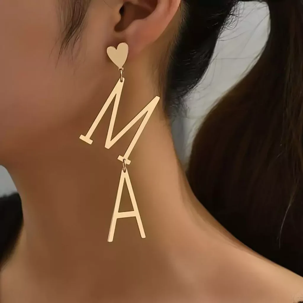 ornate Letter Drop gold earrings