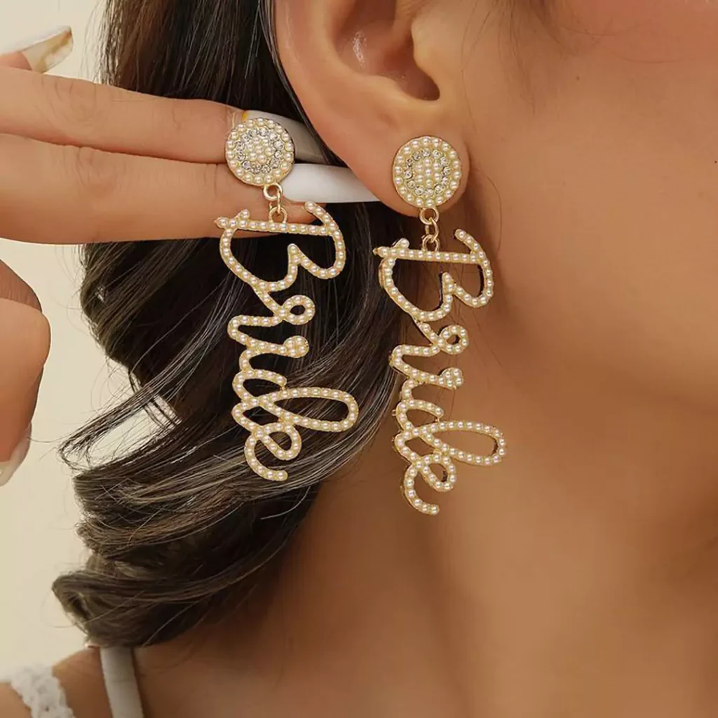 dazzling Letter Drop gold earrings