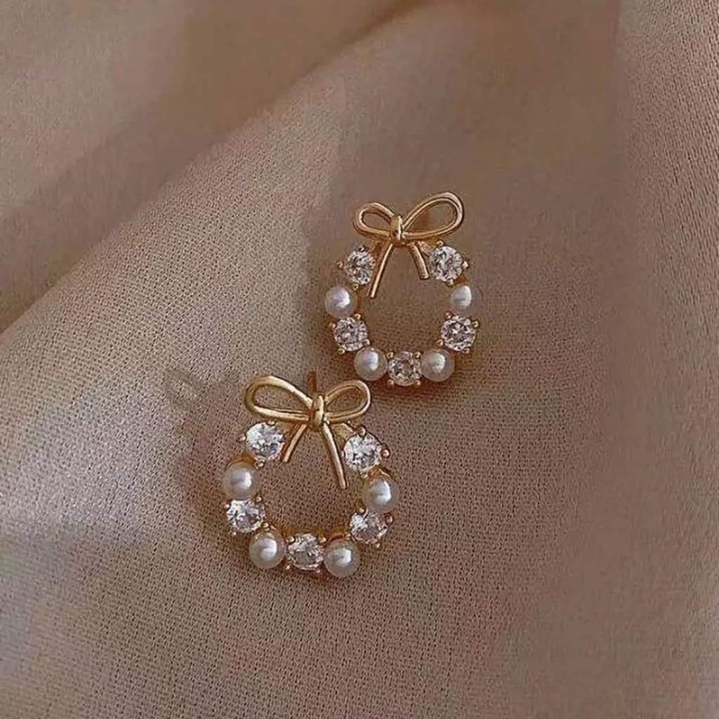 glamorous gold bow earrings