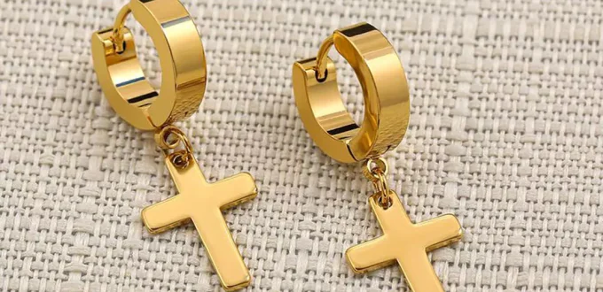 elegant gold cross earrings