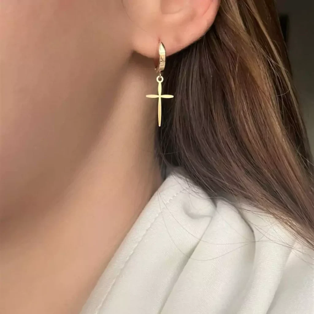 dazzling gold cross earrings