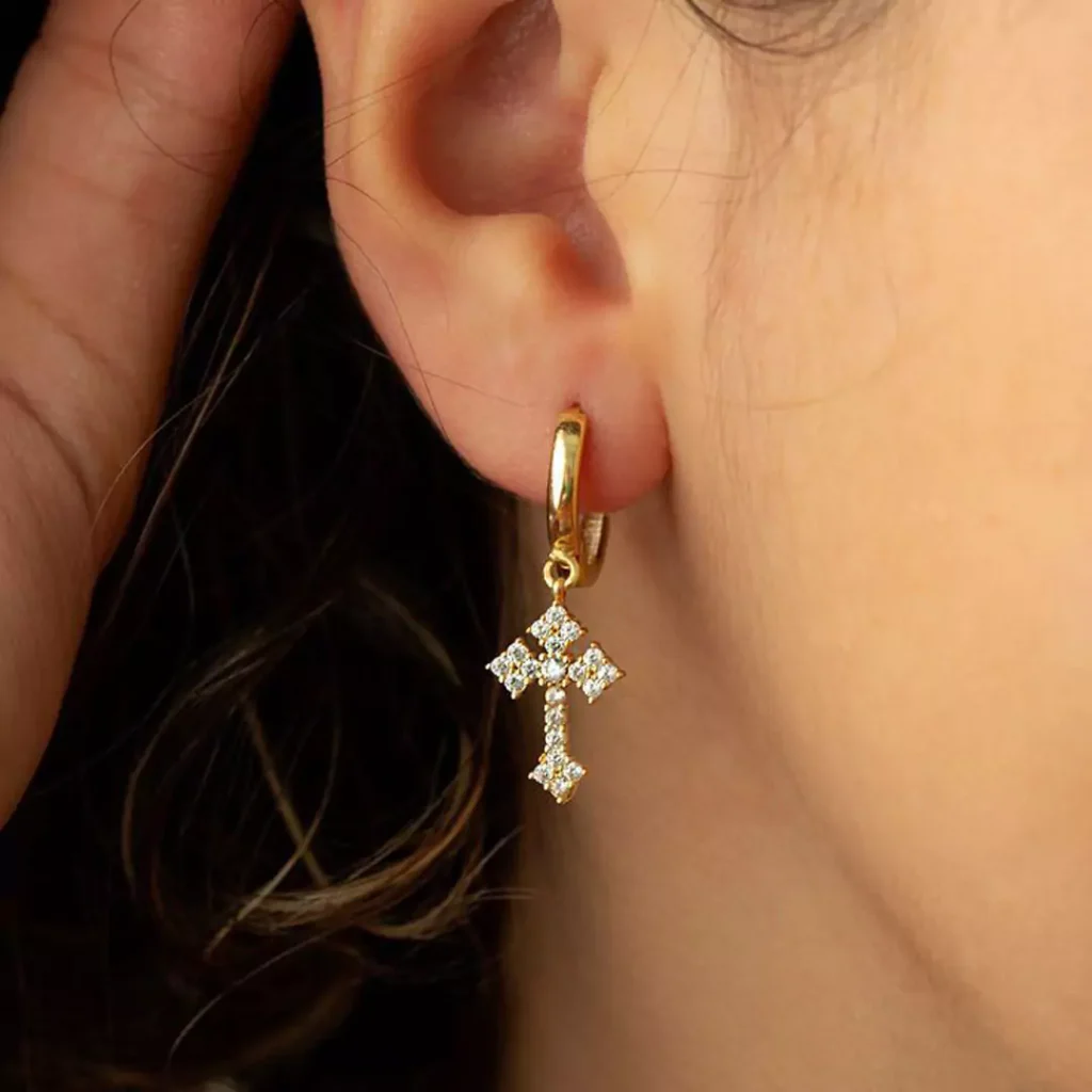 majestic gold cross earrings