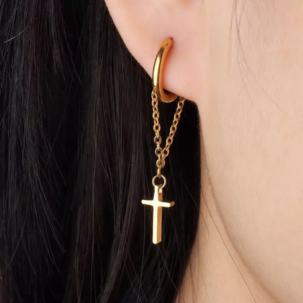 sophisticated gold cross earrings