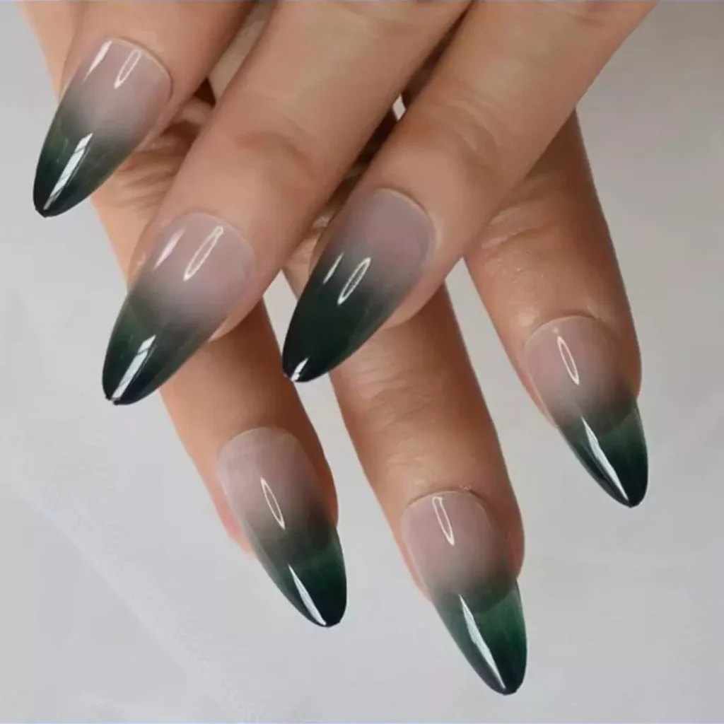 delicate green ombre nail designs