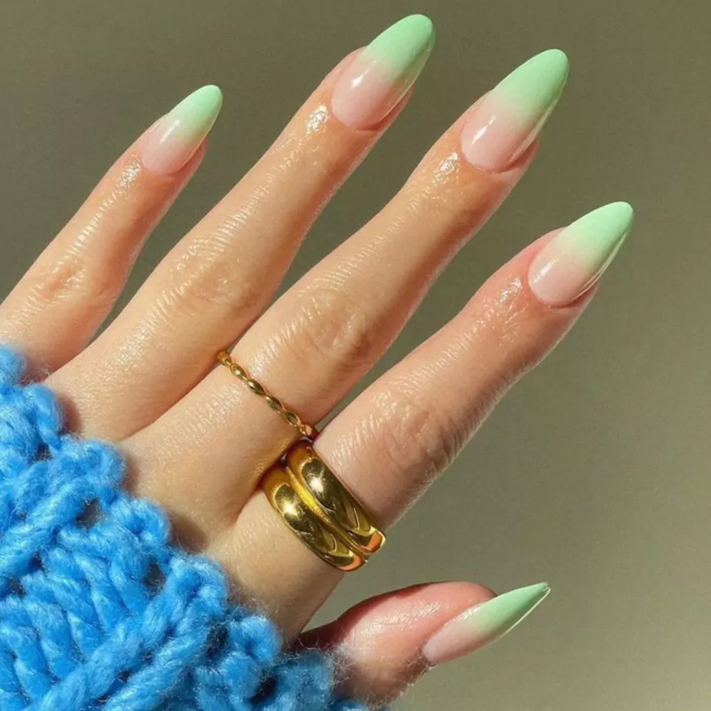 radiant green ombre nail designs