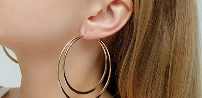 elegant big circle gold earrings