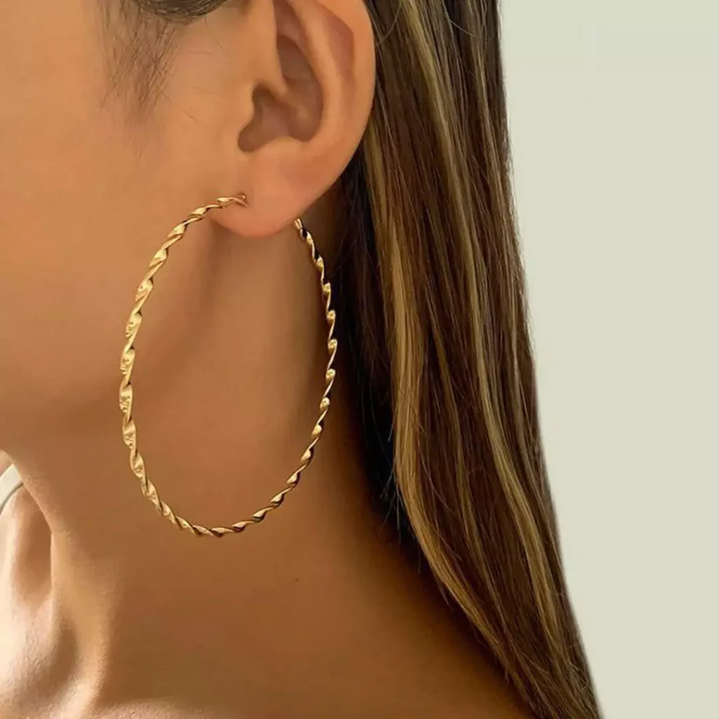 radiant big circle gold earrings