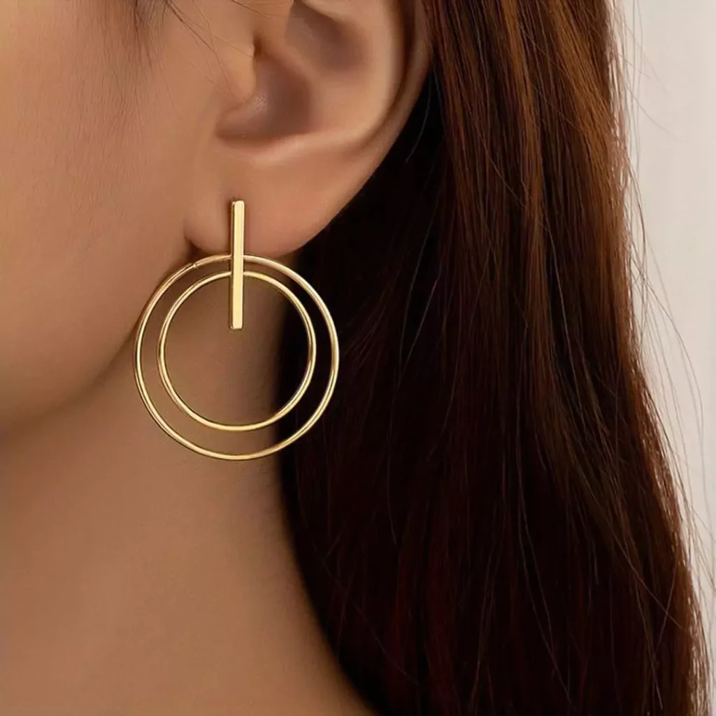 elegant big circle gold earrings