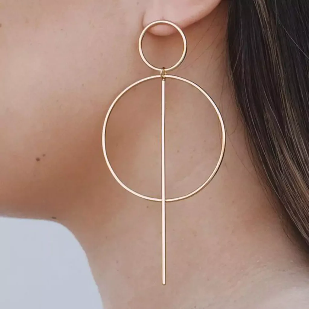 exquisite big circle gold earrings