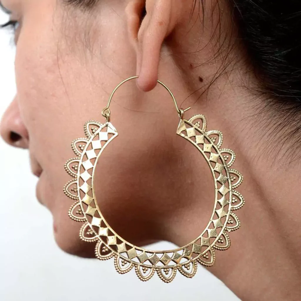 stylish big circle gold earrings