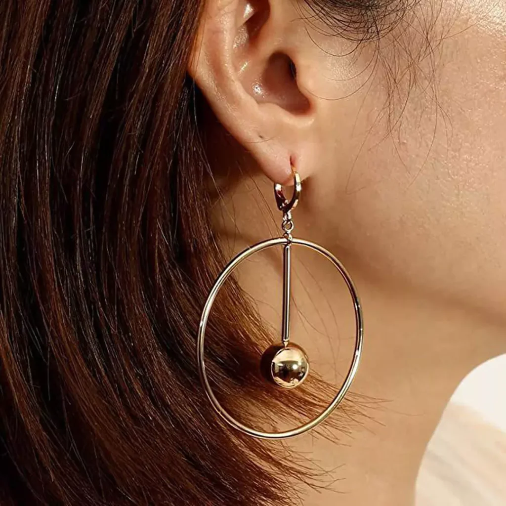 dazzling big circle gold earrings