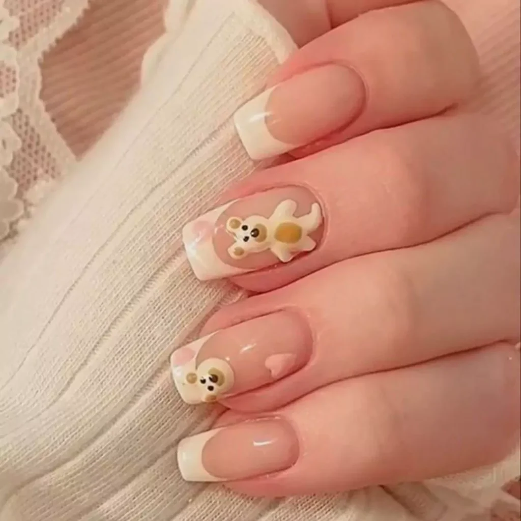 dazzling teddy bear nail designs