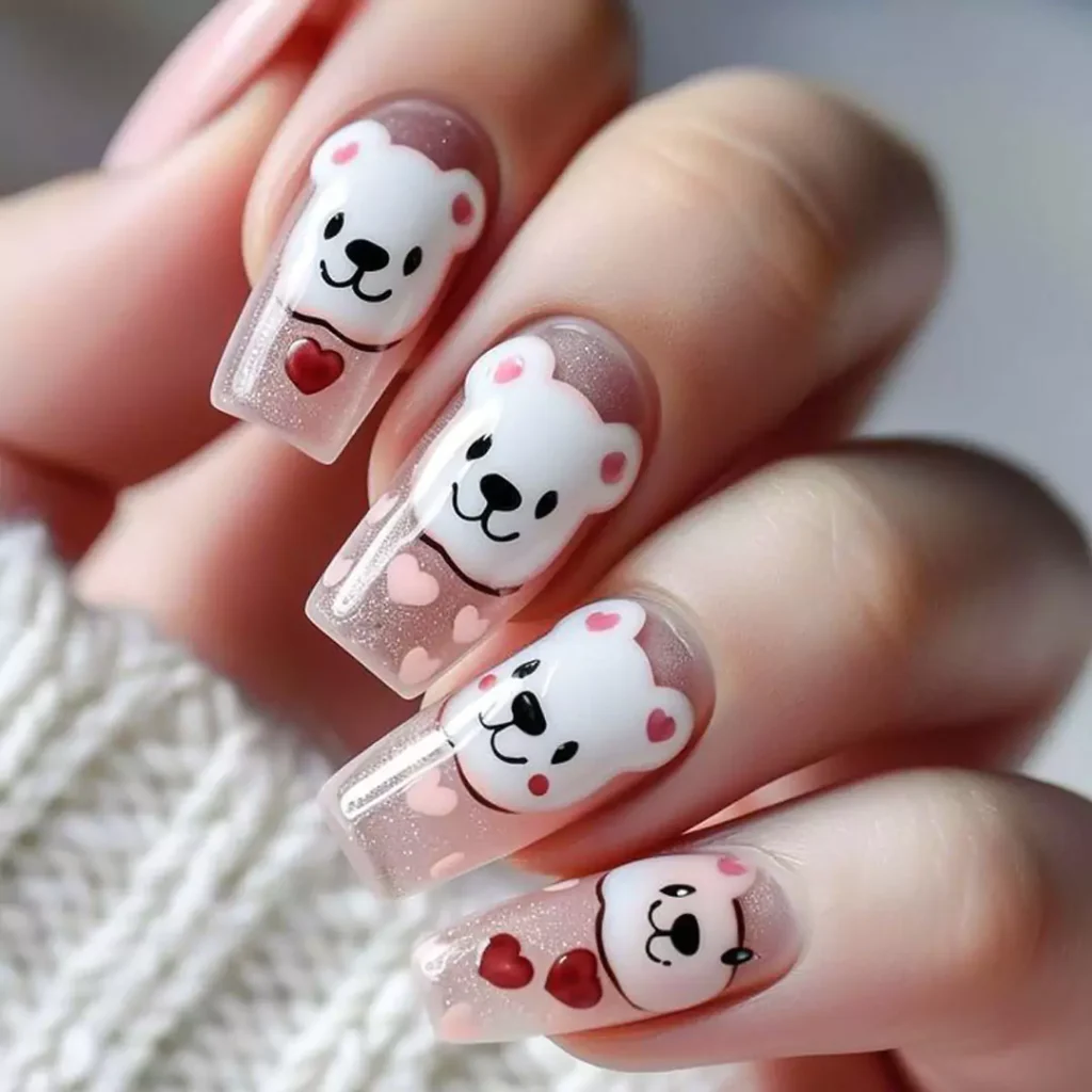 sophisticated teddy bear nail designs