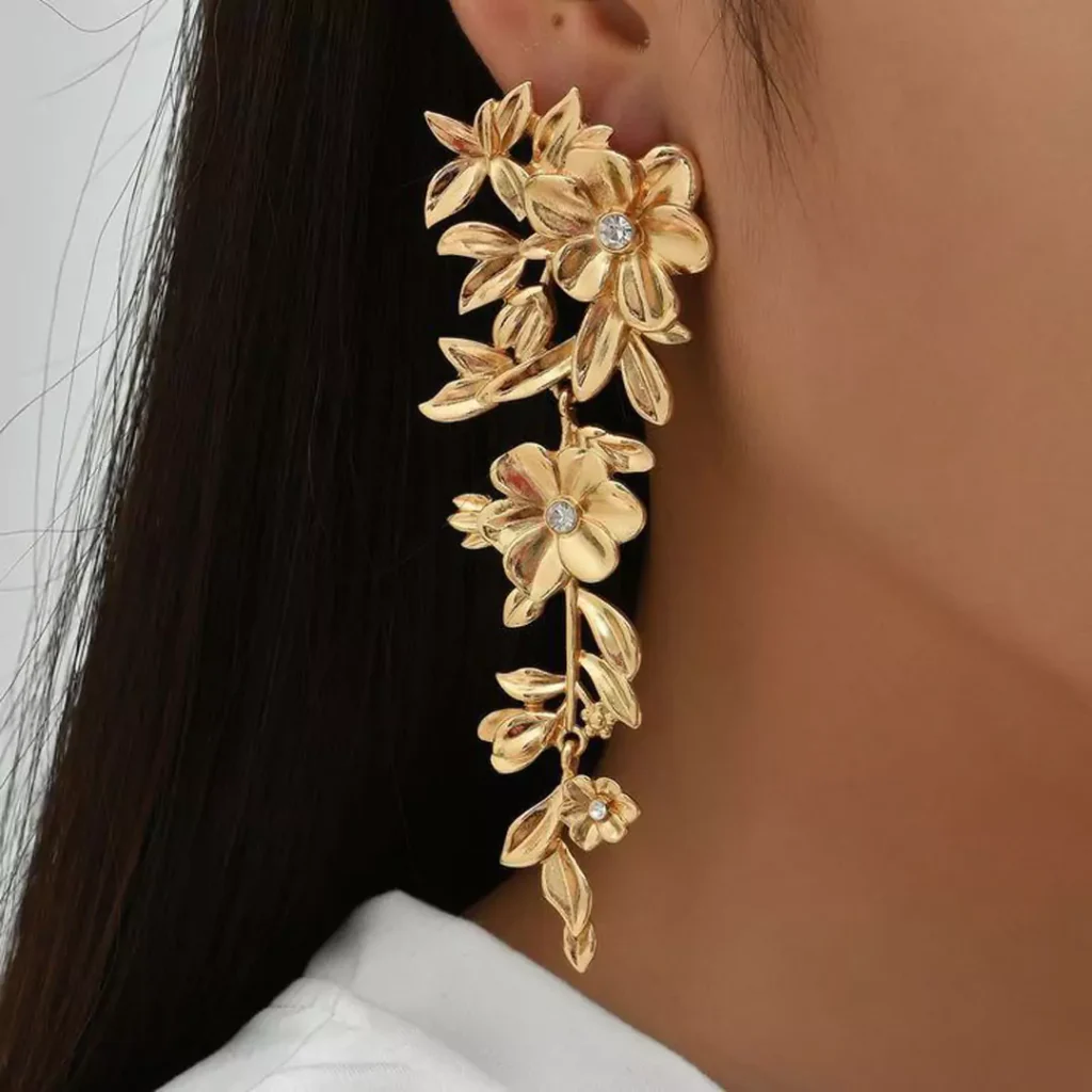 majestic gold floral earrings