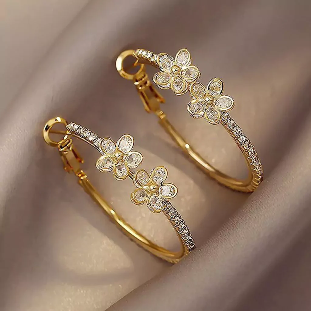 magnificent gold floral earrings