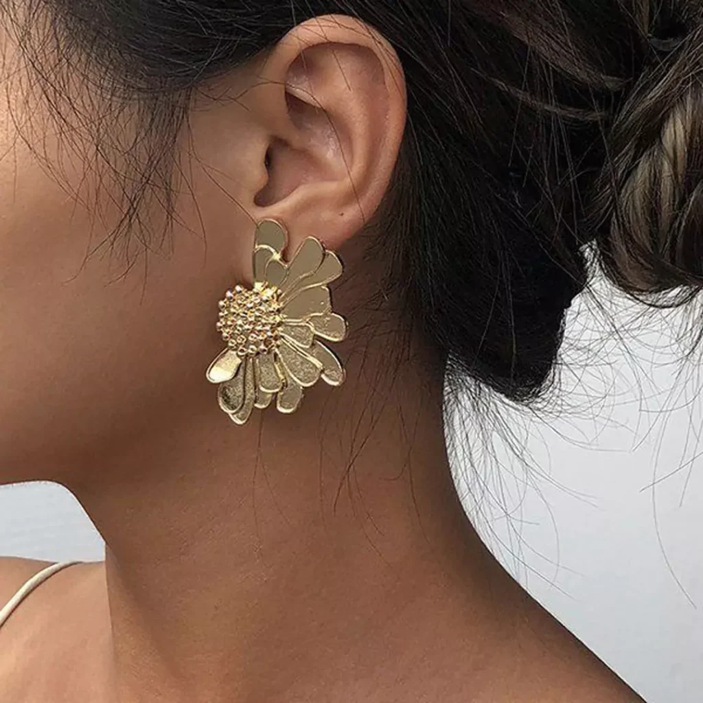 captivating gold floral earrings