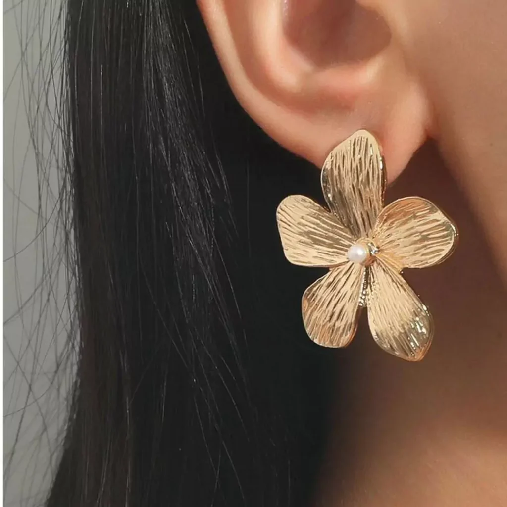 unique gold floral earrings