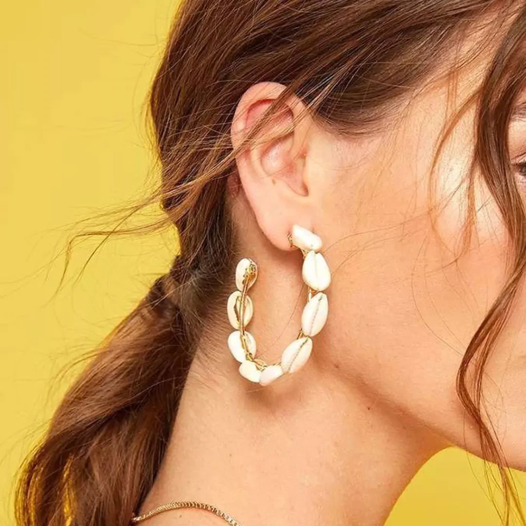 splendid gold shell hoop earrings