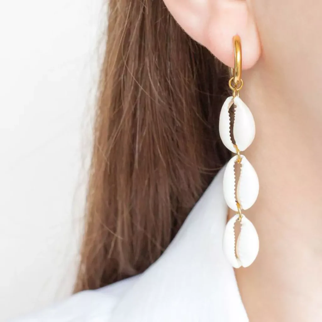 majestic gold shell hoop earrings