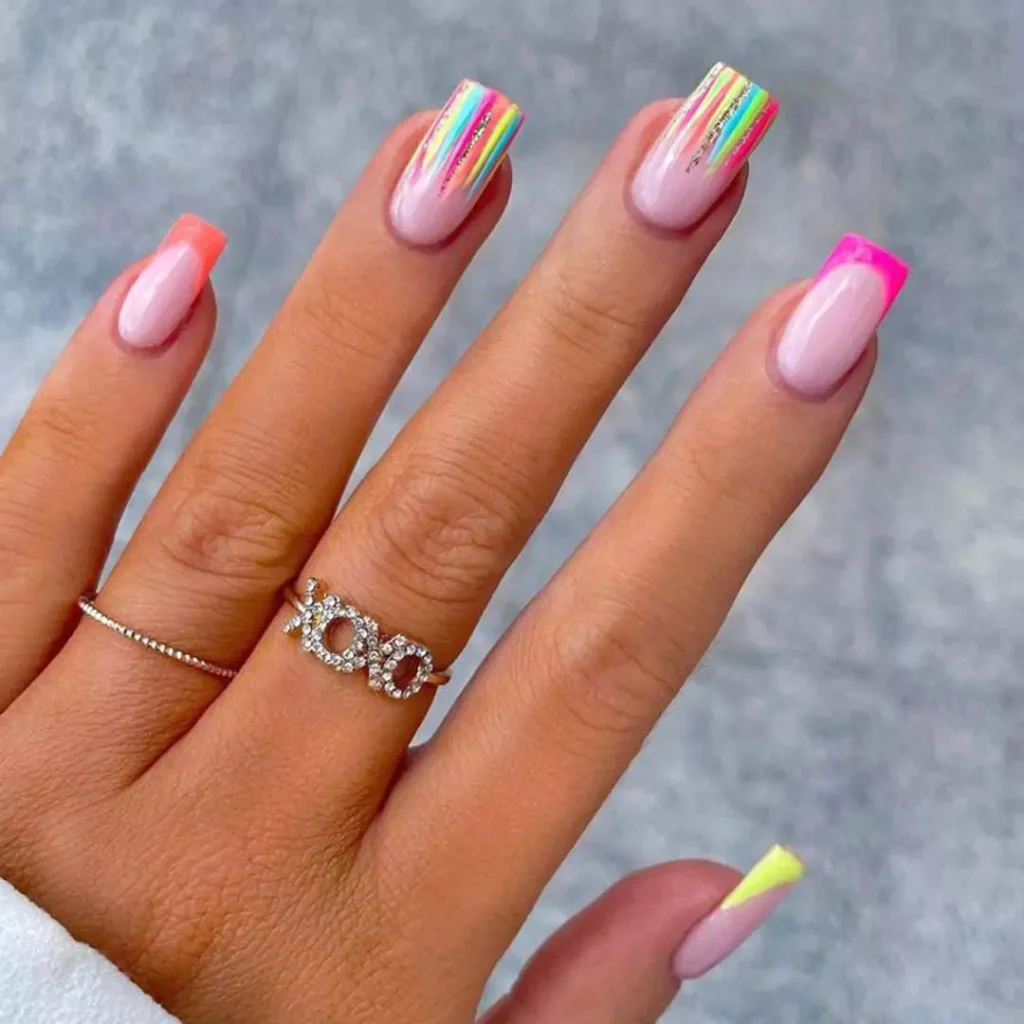 vibrant rainbow nail designs