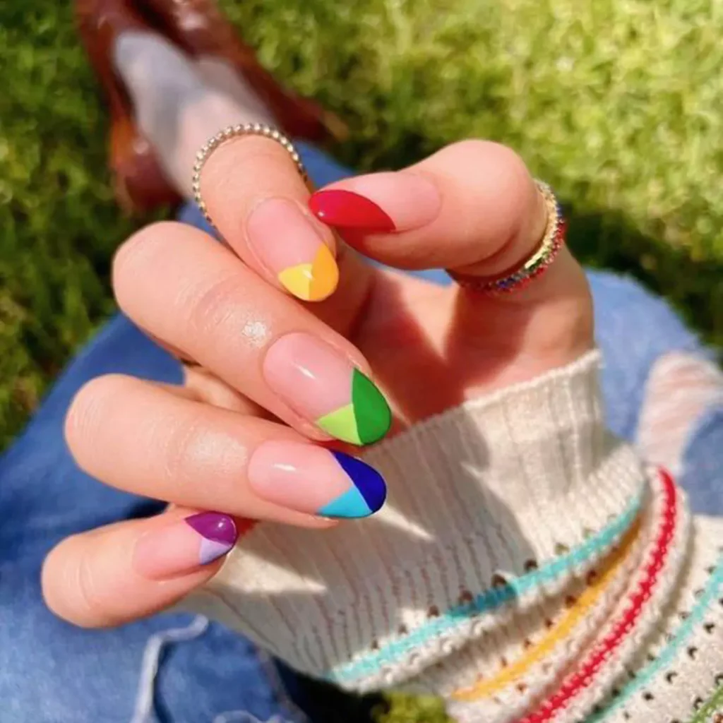 glamorous rainbow nail designs