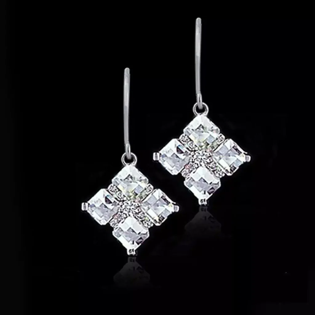 dazzling square diamond stud earrings