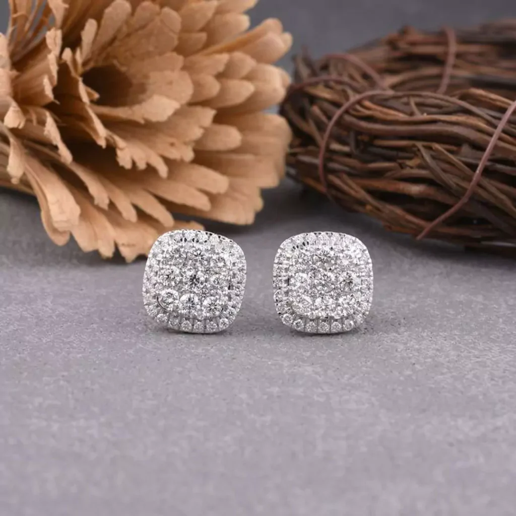 elegant square diamond stud earrings