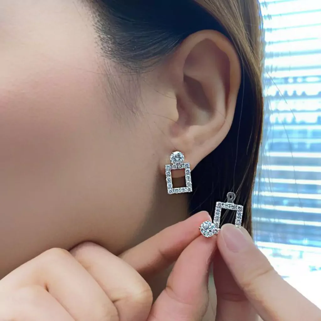 sophisticated square diamond stud earrings