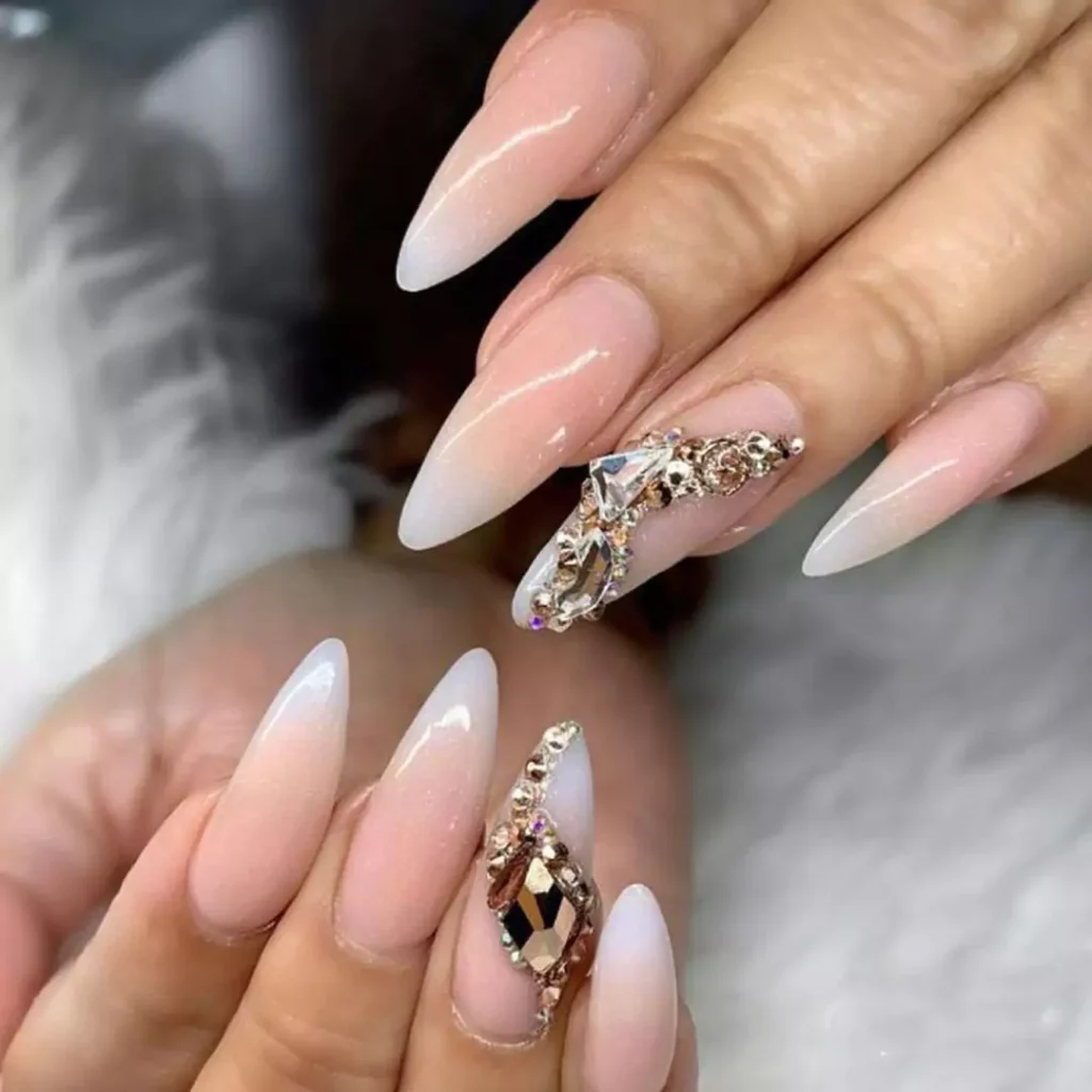 glamorous beige ombre nail designs