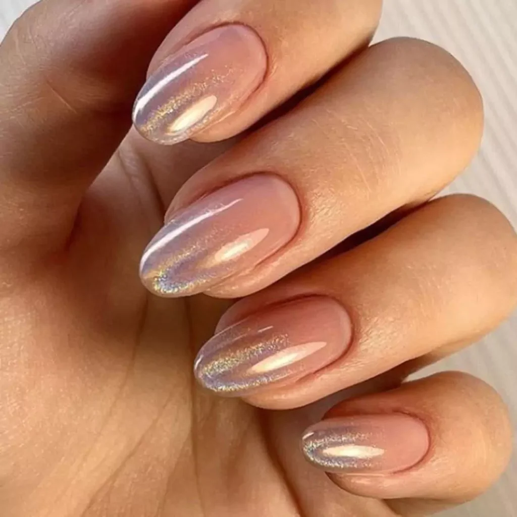 sparkling beige ombre nail designs