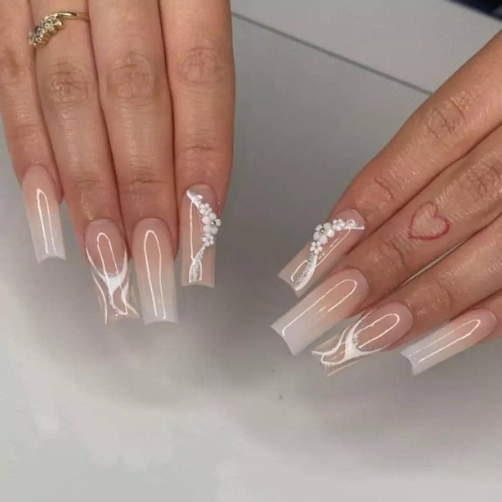 long beige ombre nail designs