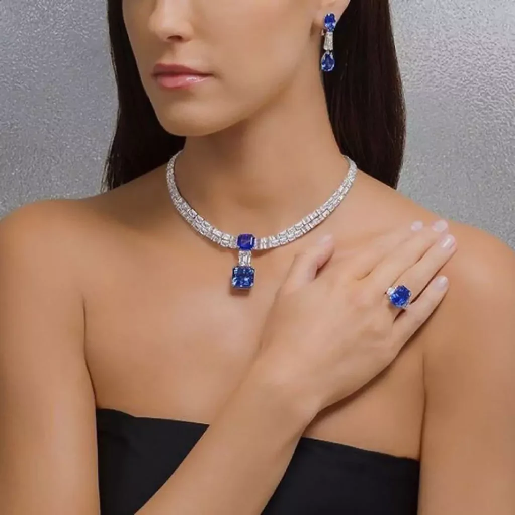 ornate Sapphire jewelry sets