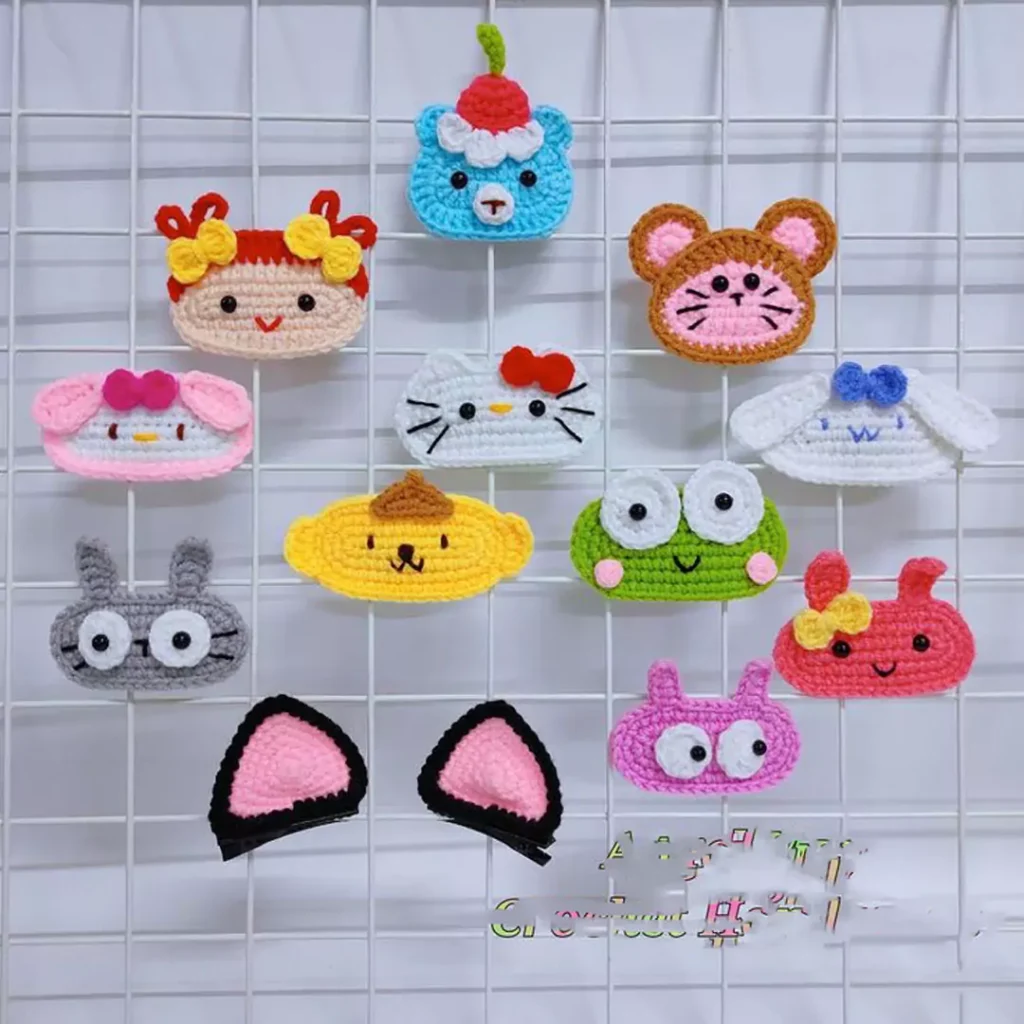 Enchanting Cartoon knitted hair clips