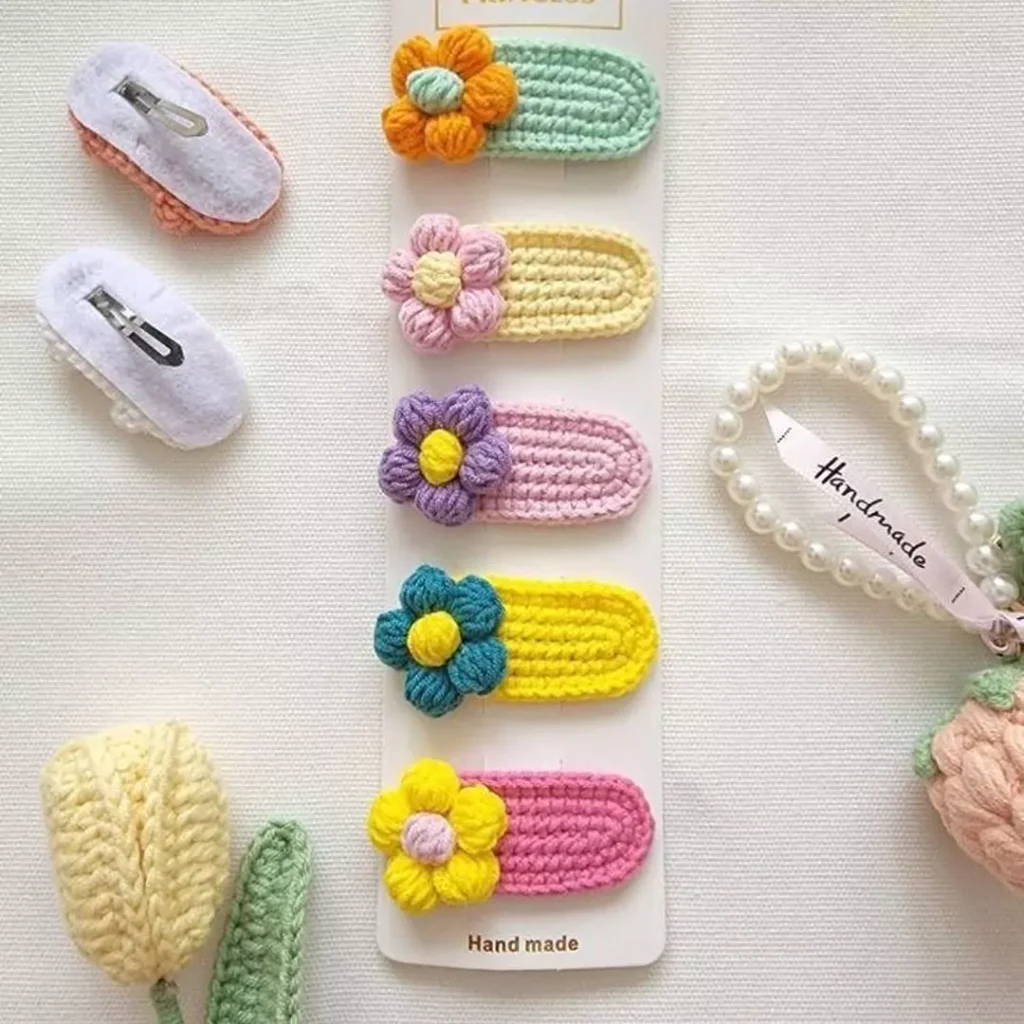 Stylish and special Knitted hairpins with flower designs