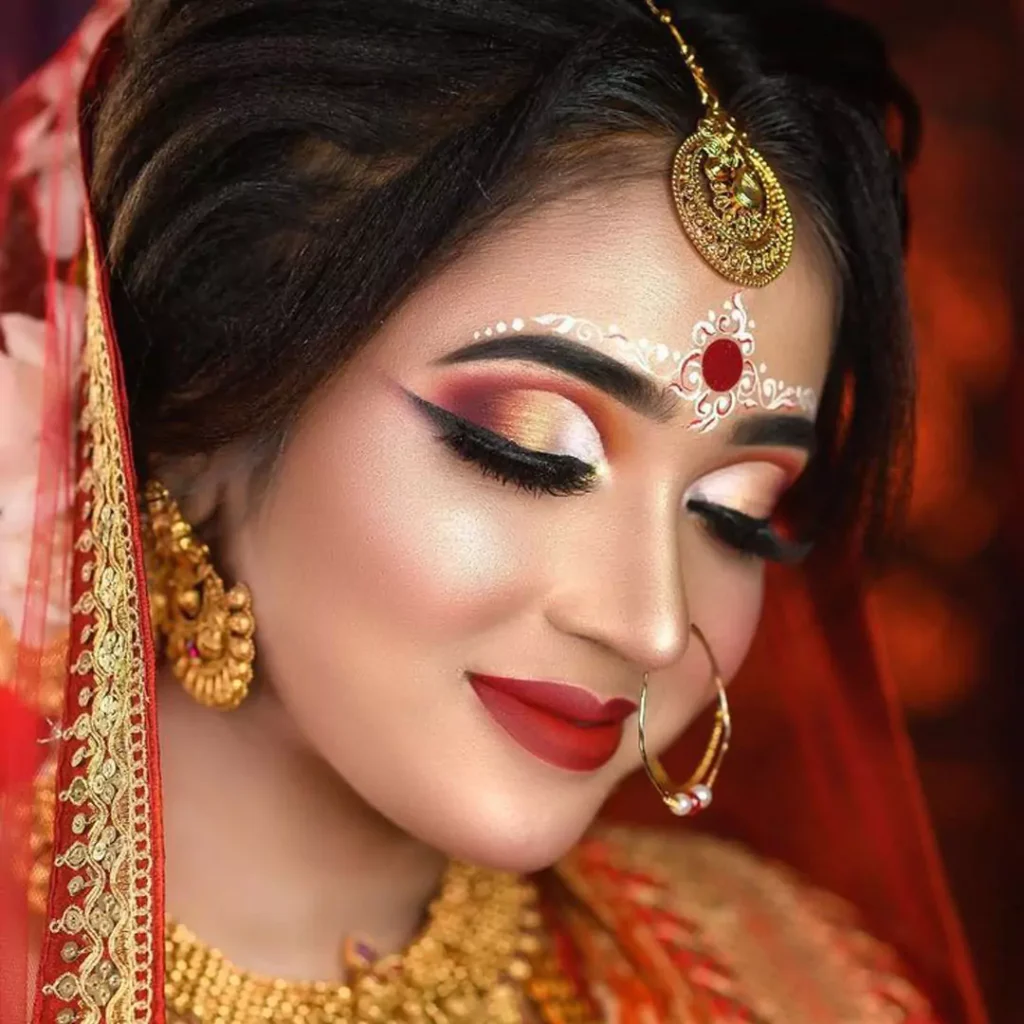 radiant Bengali bridal makeup