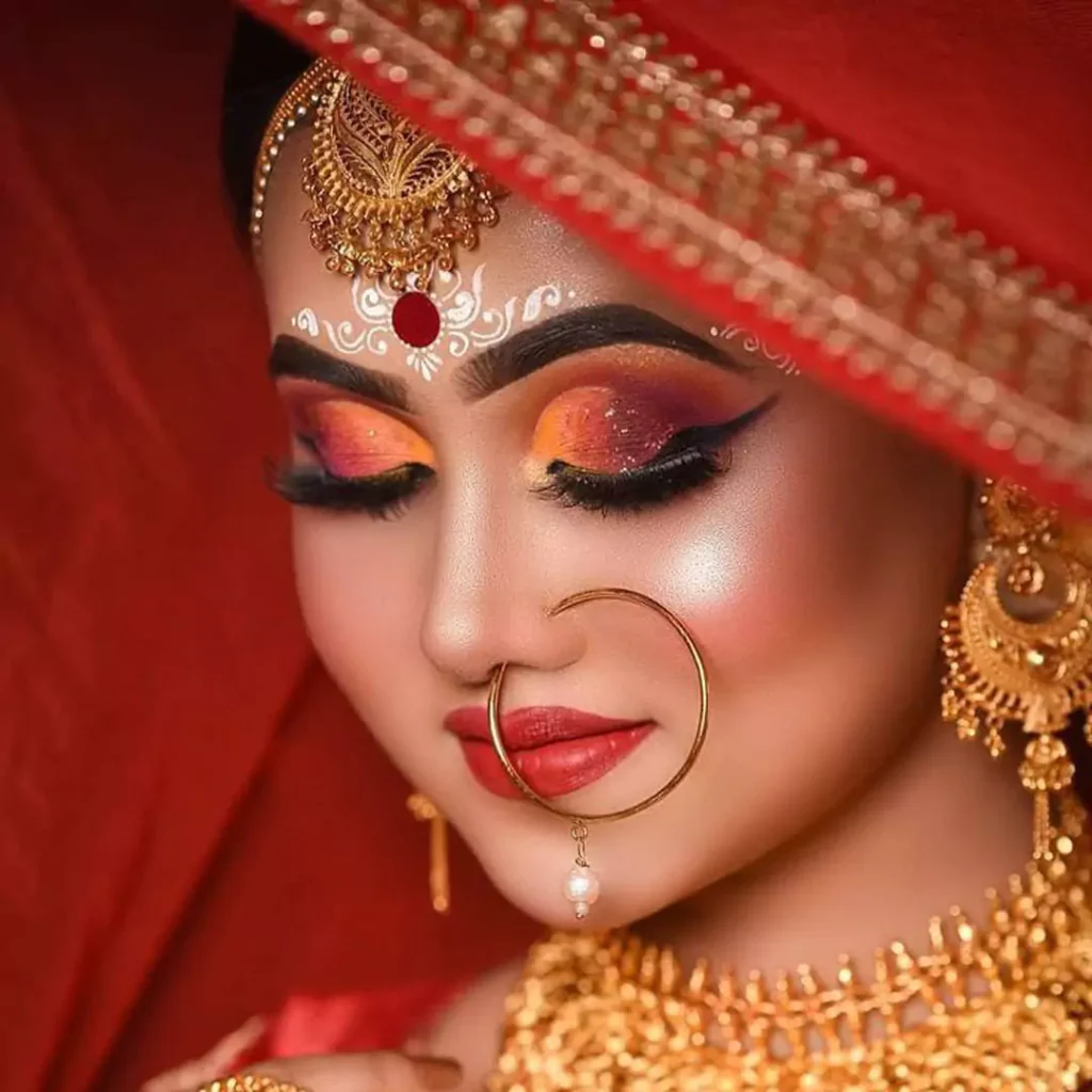 glamorous Bengali bridal makeup