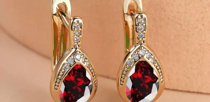 luxurious Ruby gold earrings