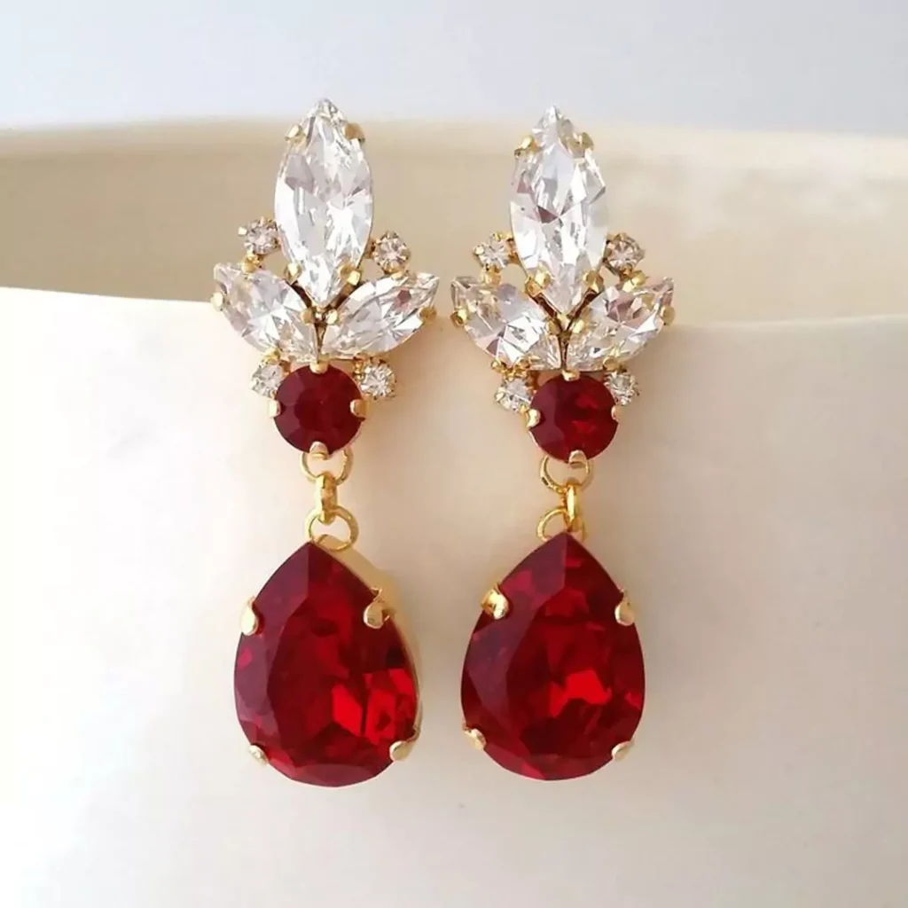 elegant Ruby gold earrings