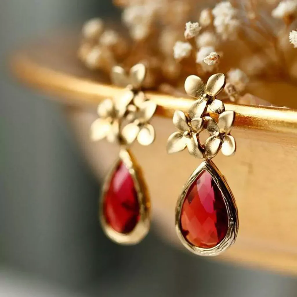 exquisite Ruby gold earrings