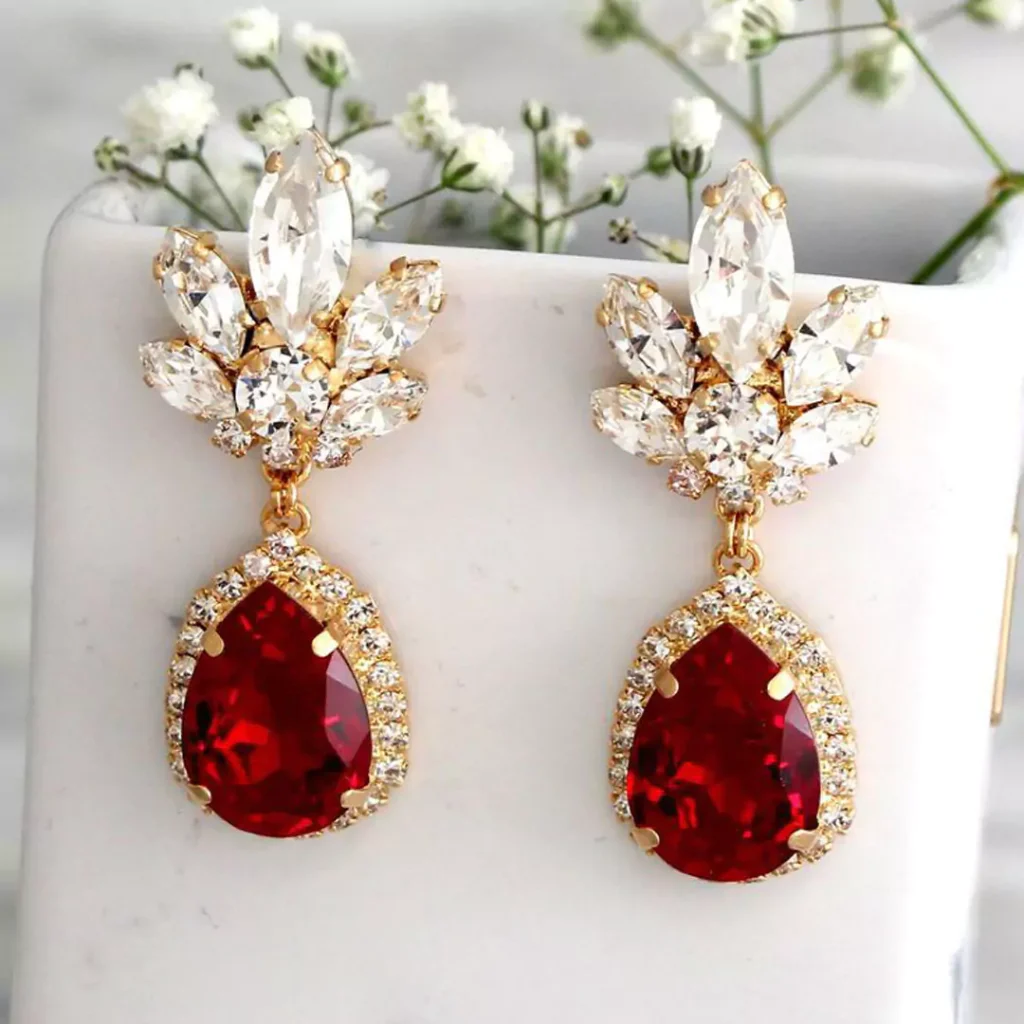 opulent Ruby gold earrings