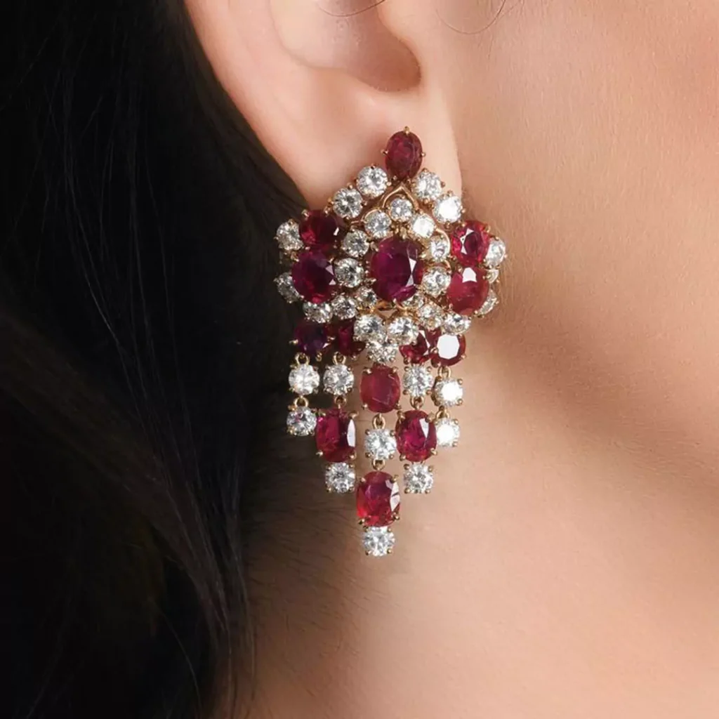 sophisticated Ruby gold earrings