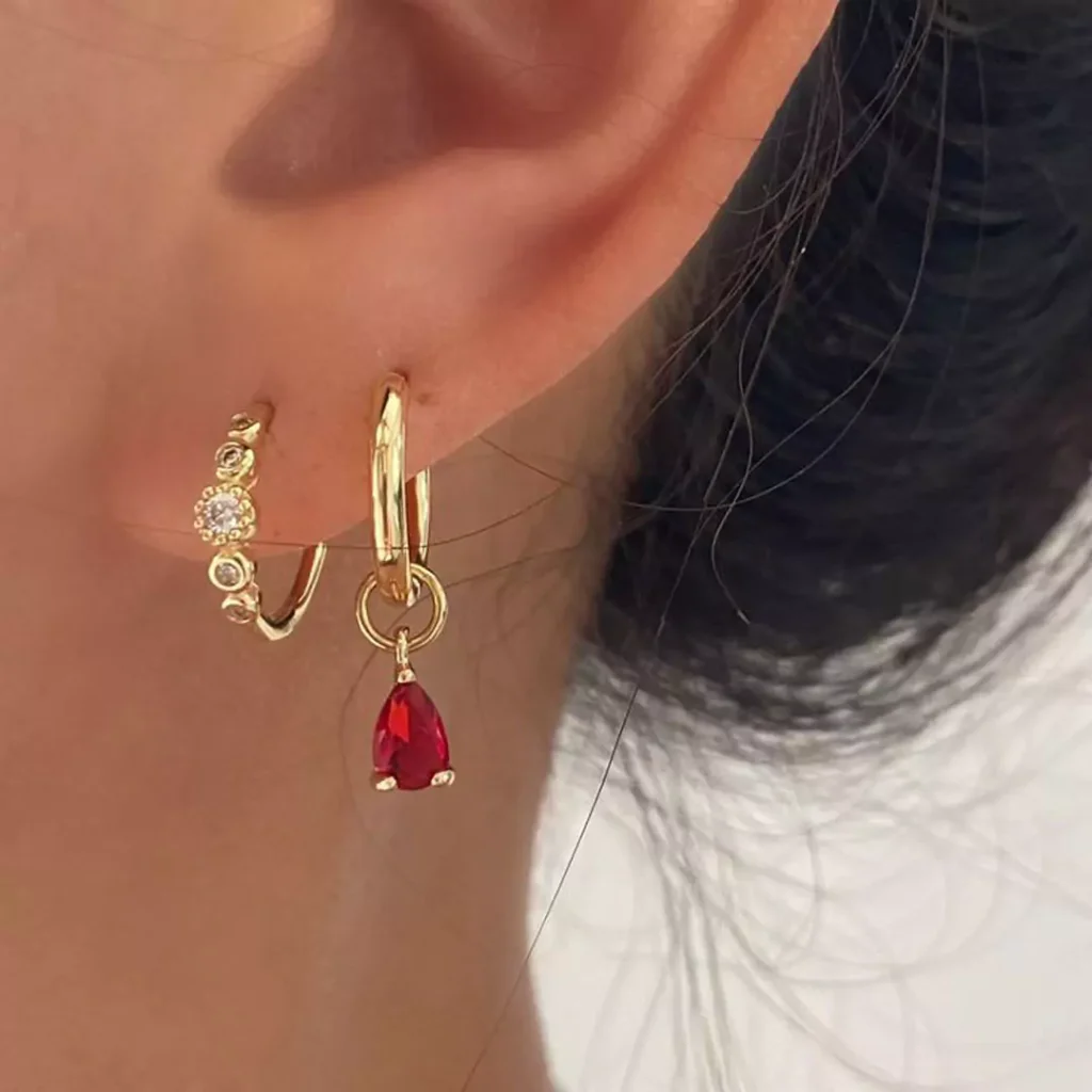 ornate Ruby gold earrings