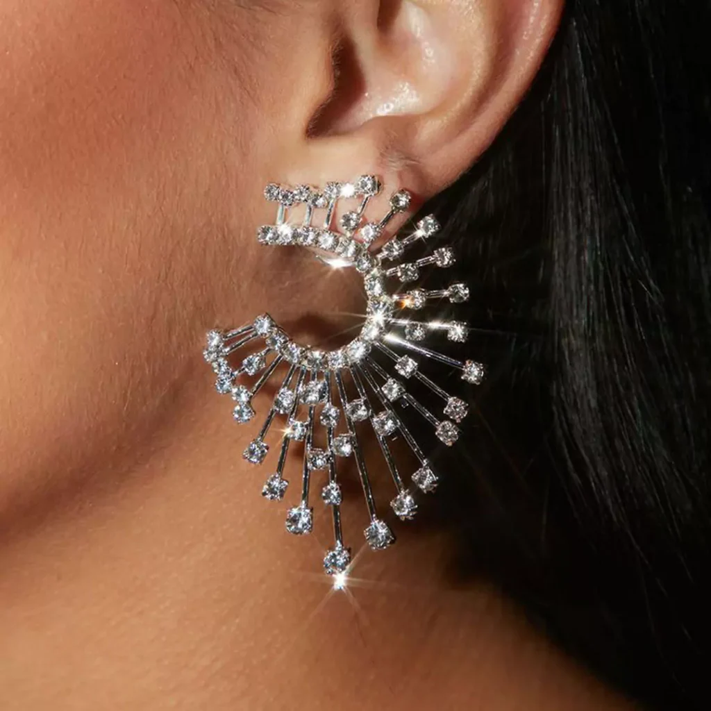 gleaming crystal diamond earrings