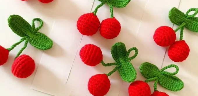 Beautiful Knitted hair clips with fruit designs