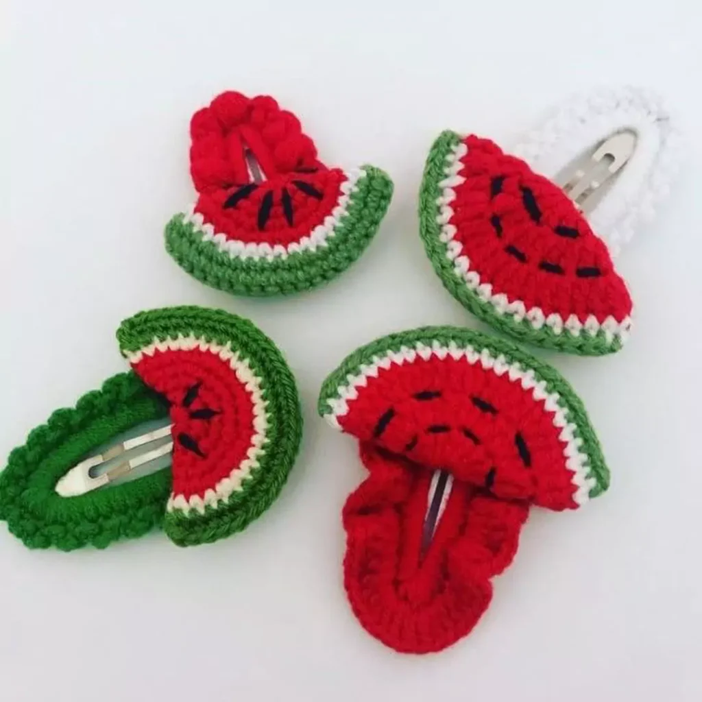 Special Knitted hair clips with fruit designs