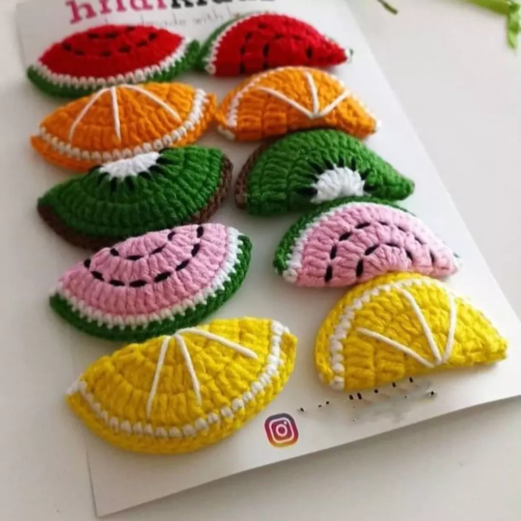 Attractive Knitted hair clips with fruit designs