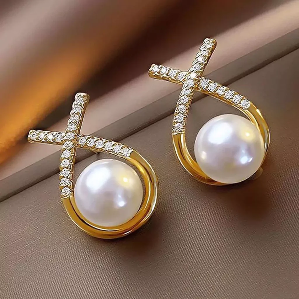 precious pearl gold stud earrings