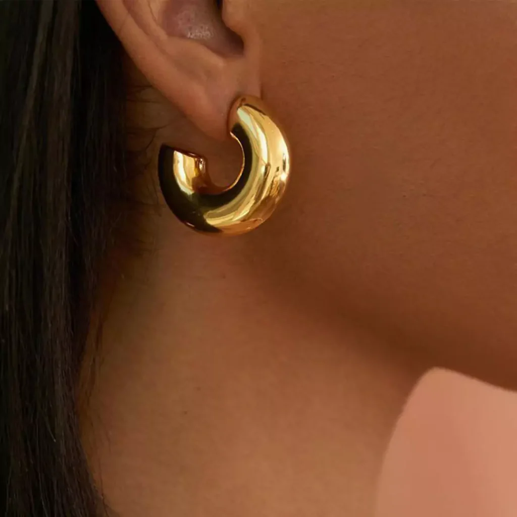 glamorous chunky gold stud earrings